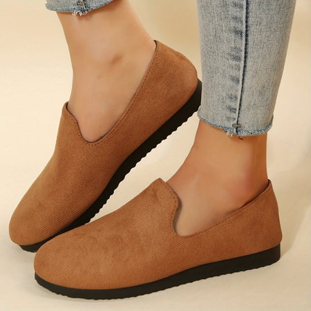 

Women‘s Black Flat Loafers Casual Round Toe Comfortable Slip On Shoes Lightweight Walking Shoes
