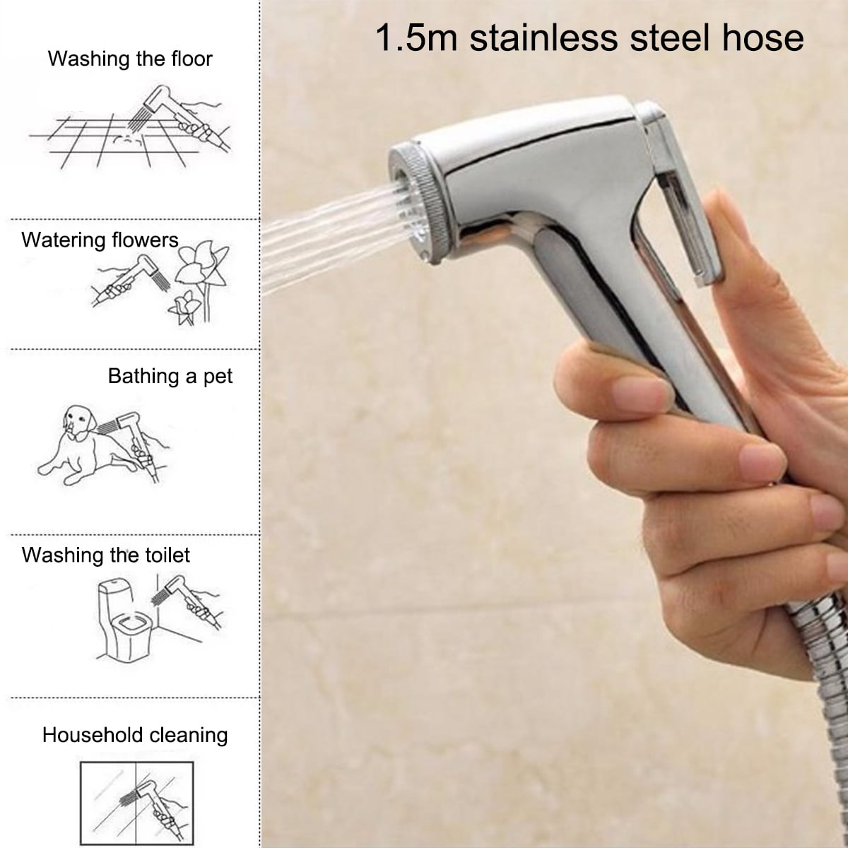 Handheld Toilet Bidet Shower Sprayer Hose Holder Wall Bracket Set,Bidet Sprayer, Spray Bidet