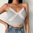 thumbnail image 4 of Fengqque Womens Lace V-Neck Tank Tops Ladies Sleeveless Summer Cami Vest T Shirt Blouse, 4 of 5