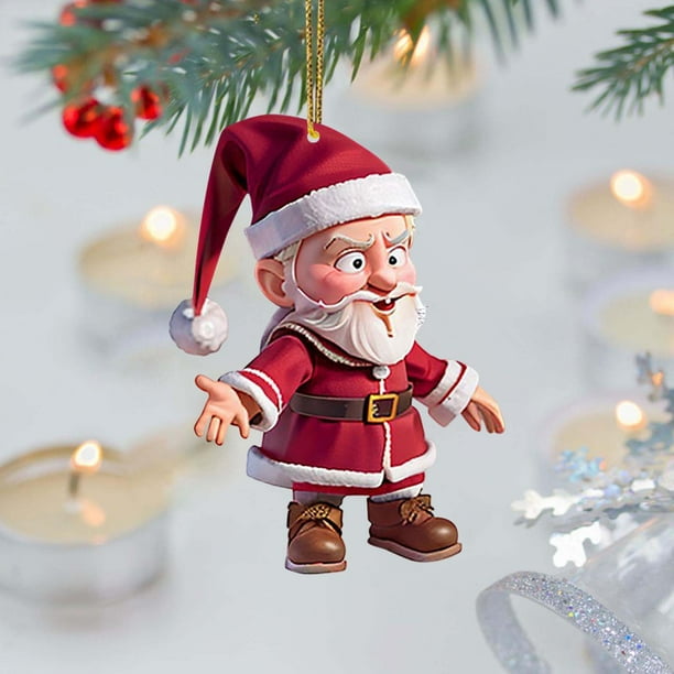 Xihbxyly Ofertas Prime de Hoy Adorno Colgante Navideño Adorno para Árbol de Navidad Casa de Papá Noel Adorno Colgante Acrílico