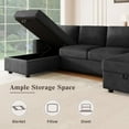thumbnail image 4 of Miekor Furniture 103.9" Sectional Sofa Convertible Sectional Sofa U-shaped Sofa with Two Storage Chaise Lounges and Four USB Ports for Living Room, Black MK6188, 4 of 12