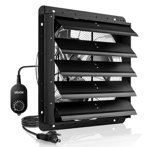 VEVOR 20 inch Shutter Exhaust Fan, Wall Mounted Attic Vent Fan with Variable Speed Controller, 3000 CFM, AC Motor, Heavy-duty Steel, Low Noise for Shed, Garage, Greenhouse Ventilation Cooling