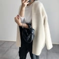 thumbnail image 4 of comerut Women Winter Coat Single-breasted Solid Color Long Sleeves Loose Knitted Keep Warm Sweaters Korean Style Thick Women Coat Women Clothing, 4 of 7