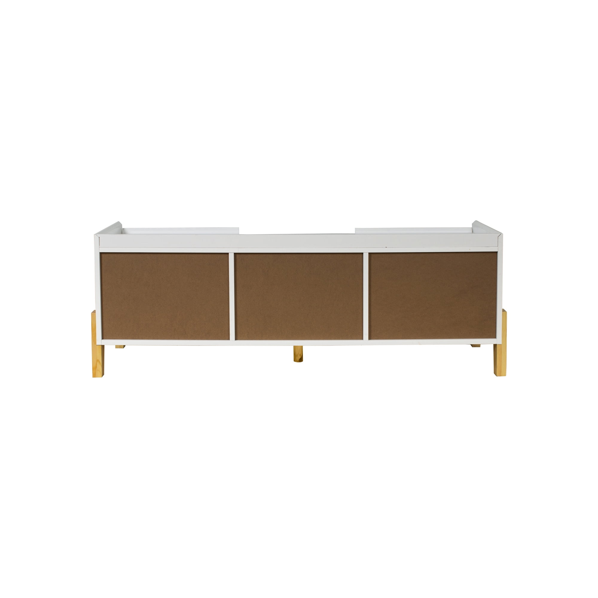 Private Jungle Wooden TV Stand for TVs up to 55 Inch Media Console with 2 Cabinets and Open Storage Shelves TV Console(White)