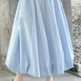 thumbnail image 6 of Miluxas Girls Maxi Skirts Summer Boho Solid Beach Elastic High Waist Pleated A-Line Flowy Swing Long Maxi Skirts Blue 11 Years(150), 6 of 9