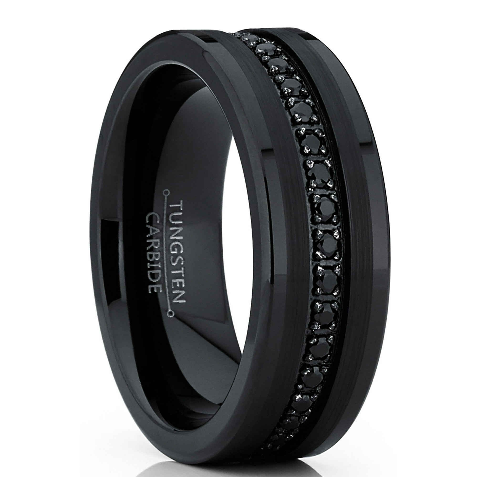 Mens black tungsten wedding bands clearance