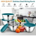 thumbnail image 2 of Mixing Bowls with Lids Set of 5, Vesteel Stainless Steel Mixing Bowls Metal Nesting Salad Bowls, Size 4.5, 3, 1.5, 1, 0.7 QT Great for Cooking, Baking, Serving - Blue, 2 of 7