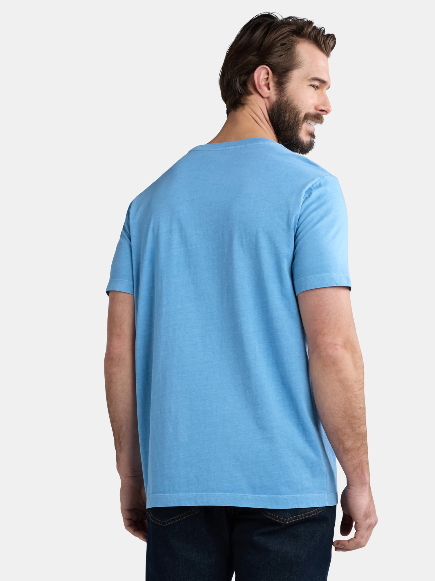 George Men's Garment Wash Crewneck Pocket Tee with Short Sleeves, Size XS-3XL