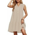 thumbnail image 2 of OSOLU Women Casual V-Neck Sleeveless Dress Button Front Solid Color Everyday Summer Spring Basic Dresses Soft Sundress Vacation 2025 Elegant Classy Dresses, 2 of 5