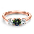 thumbnail image 3 of Gem Stone King 18K Rose Gold Plated Silver Green Mystic Topaz and Lab Grown Diamond Engagement Ring for Women | 1.09 Cttw | Round 5MM | Gemstone November Birthstone | Size 9, 3 of 6