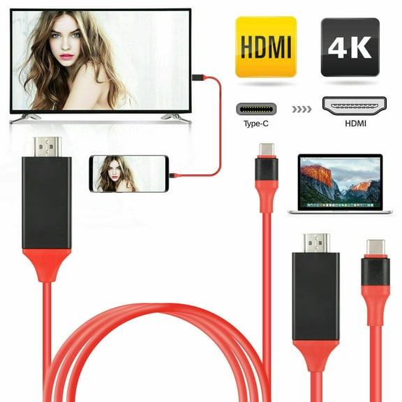 USB C Type C to HDMI HDTV AV TV Cable Adapter For Samsung Galaxy S10/S10E/S9/S9 Plus/Note 9/8/S8 Active/Plus, MacBook iPad Air iPad Pro LG G7/G6/V40, Oneplus 6T/6/5