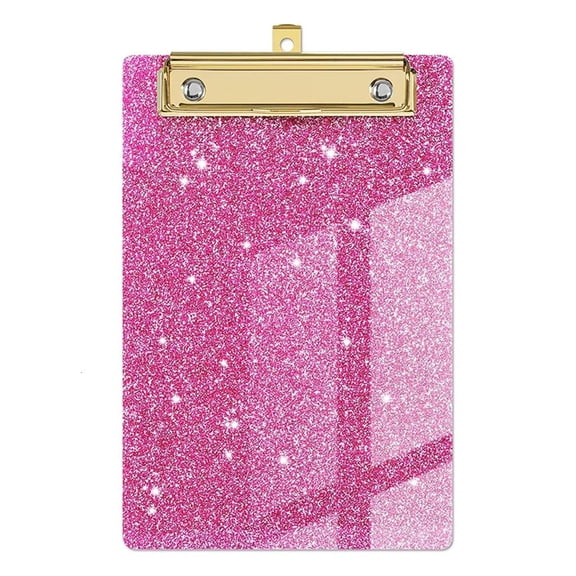 Ywmsfl Acrylic Clipboards Sparkling Glitter Clipboard with Low Metal Clip, 4x6Inch