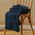 thumbnail image 4 of Battilo Navy Blue Throw Blanket,Cozy Woven Chenille Cable Knit Throw,Blue Blanket for Couch,51"x67", 4 of 9