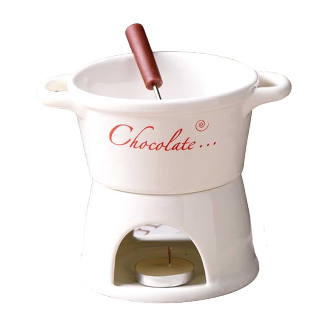 Yingyy Chocolate Hotpot Cup With Fork Ceramic keep your Butter Warmer Fondue Mug For Delicious Treats Ceramic