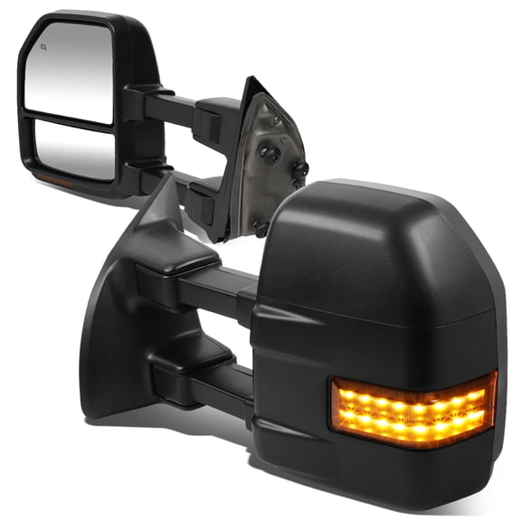 DNA Motoring TWM-056-T888-BK-AM For 1999 to 2007 Ford F250 / F350 / F450 / F550 Super Duty Pair Powered Towing Mirror w / Heated LED Turn Signal Light 00 01 02 03 04 05 06
