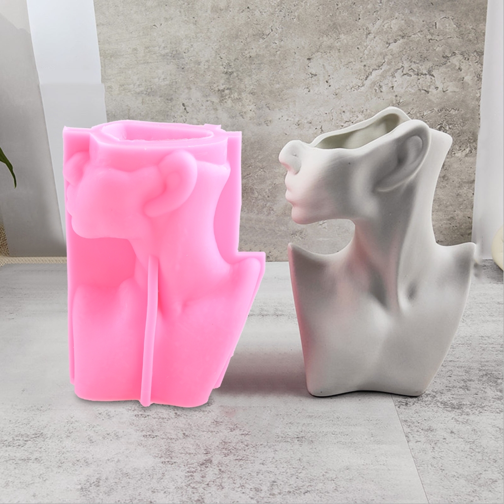 BQBQERT Half-body Human Body Flower Silicone Mold Epoxy Resin Casting Mold Vase Cement Mold Holder Mold