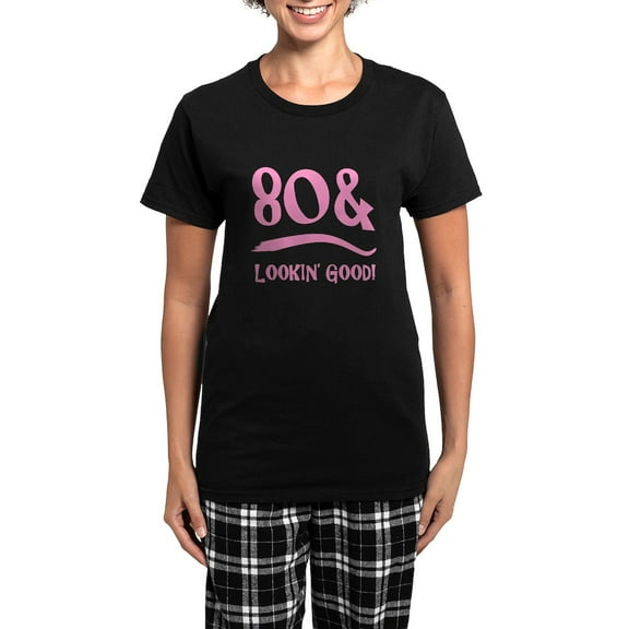 CafePress - 80Th Birthday Humor Women's Dark Pajamas - Women's Short Sleeve Print T-Shirt and Pants Dark Cotton Pajama Set