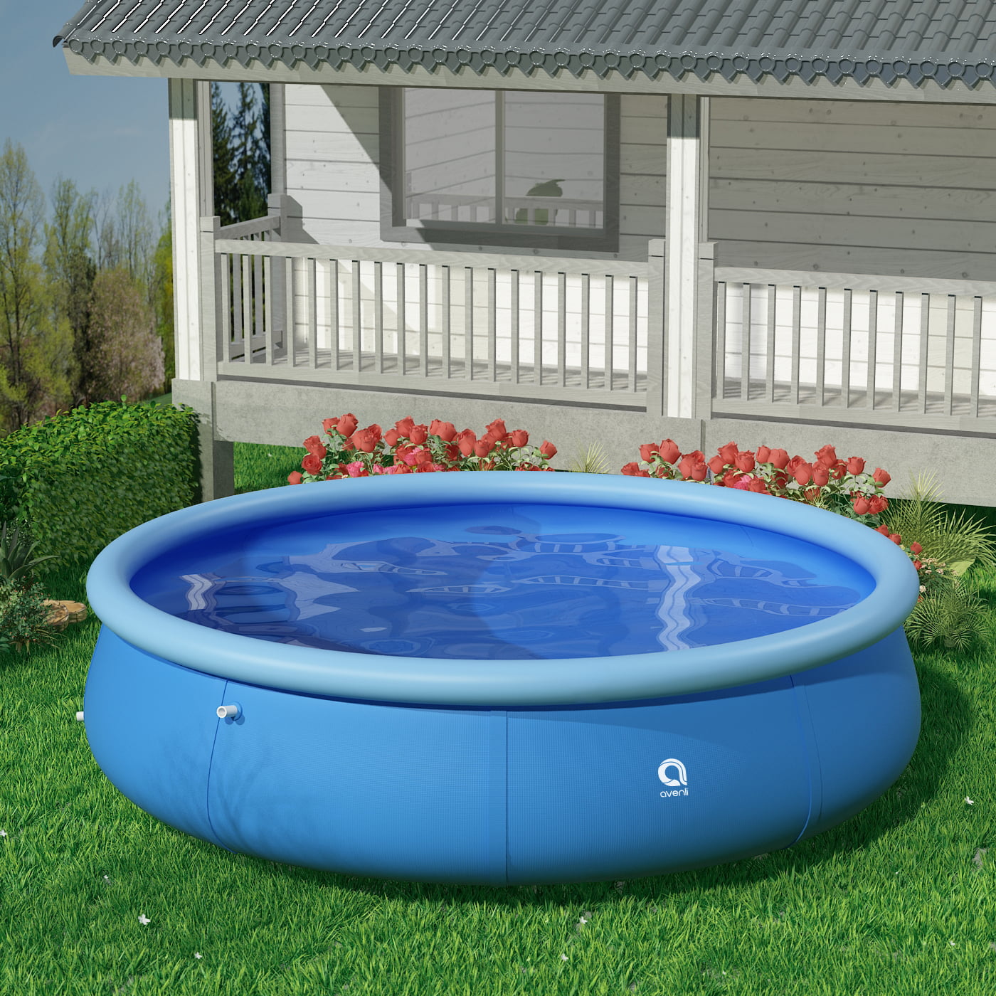 8ft x 30in Inflatable Above Ground Family Swimming Pool Outdoor Backyard Bathtub 