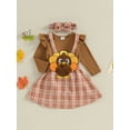 thumbnail image 4 of Elippeo Autumn Baby Girls Skirt Outfits 3M 6M 9M 12M 18M Thanksgiving Long Sleeve Romper Suspender Plaid Skirt Clothes Set, 4 of 10