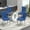 Table with 4 Blue Chairs Siver Leg, variant on 63" Modern Glass Dining Table Set with 4 Black Velvet Upholstered Chairs, 5 pieces of Dining room Set for Kitchen Dining Room Living Room Office