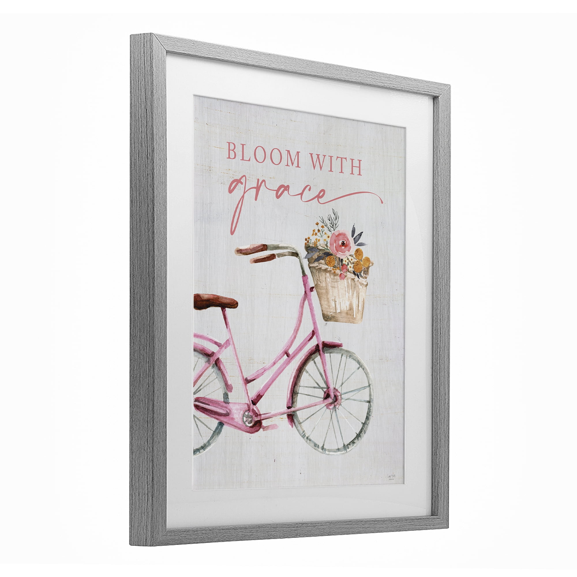 Stupell Industries Bloom With Grace Bicycle Gray Framed Print Under Glass, design by Lux + Me Designs