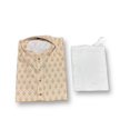 thumbnail image 5 of Mens Traditional Printed Work Beige Kurta Pajama, 6614, 5 of 9