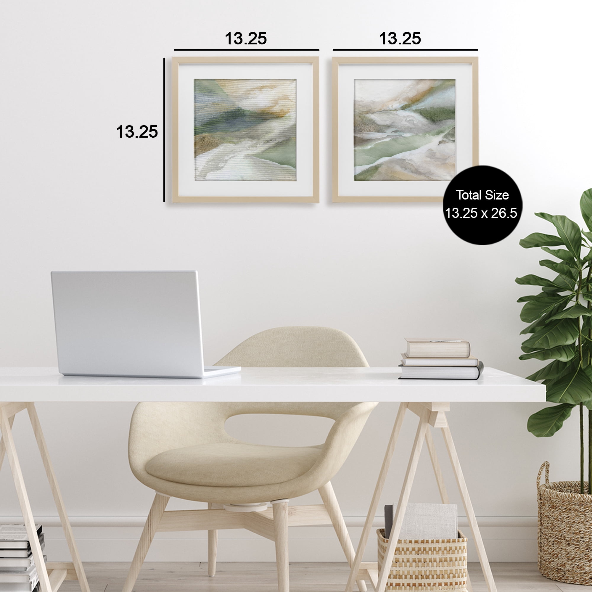 Stupell Industries Serene Misty Valley Abstraction 2 Piece Birch Framed Print Under Glass Set, design by Carol Robinson