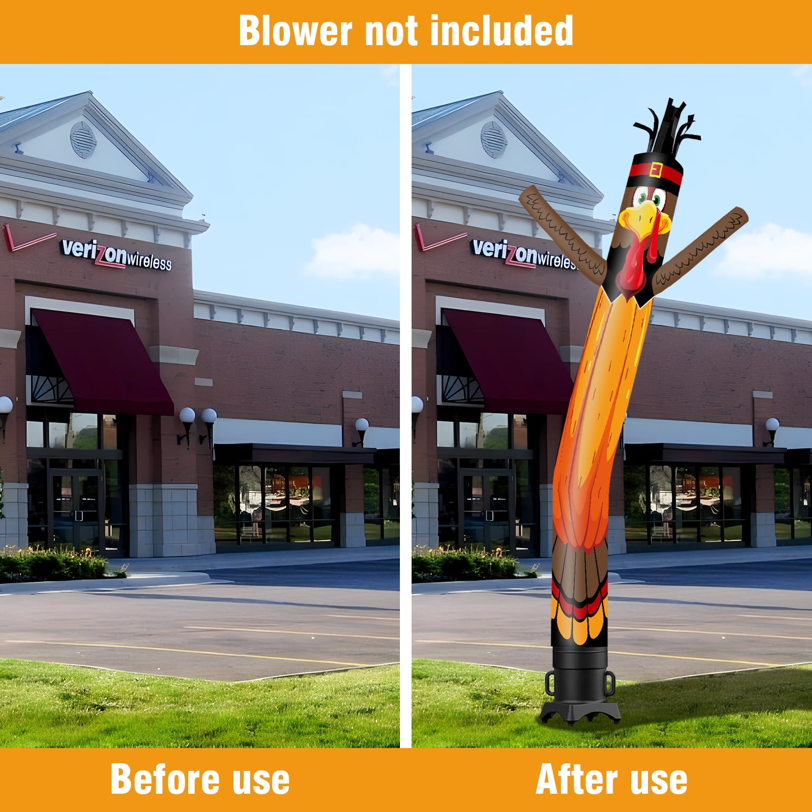 Pumpkin Turkey Inflatable Tube Man Wacky Wavy Dancing Guy for Outdoor Decoration Advertising Business Promotion - Thanksgiving Day (Blower Not Included)