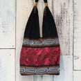 thumbnail image 3 of NOVICA Artisan Handmade Cotton Shoulder Bag Thai Style in Crimson Black Handbags Red Embroidered Thailand Hill Tribe Bohemian ' Crimson Wine', 3 of 8