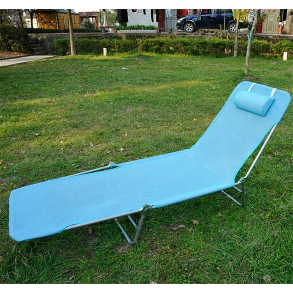 Lightweight Outdoor Patio Folding Chaise Lounge Chair - Blue - Walmart