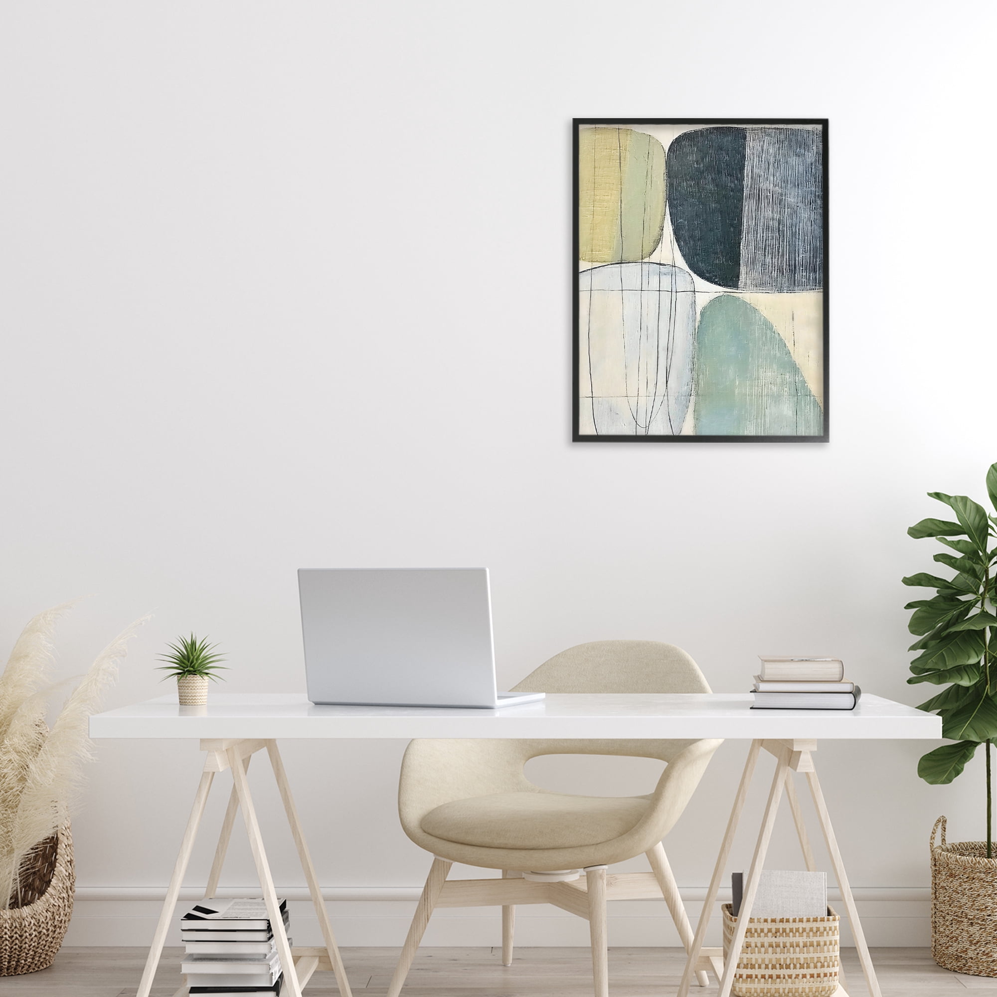 Stupell Industries Modern Organic Composition Black Framed Giclee Art, design by Riley B
