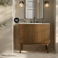thumbnail image 2 of Bosse 36" Freestanding Bathroom Vanity in Brown Oak with 3-Hole Widespread Sink Top, 2 of 11