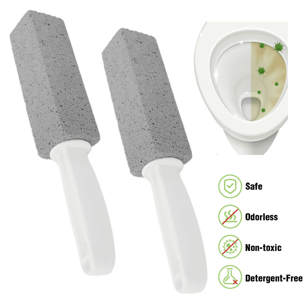 2pcs Pumice Stone Toilet Bowl Cleaner Wand Pumice Cleaning Stone with Handle for Removing Dead