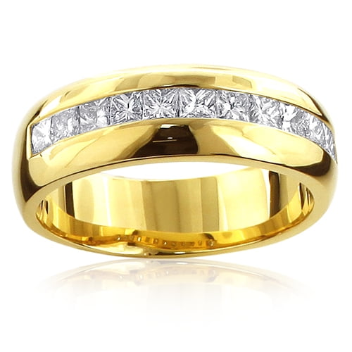 Men's 14K Natural 1.2 Ctw Diamond Wedding Ring For Him (White Gold Size 8)