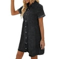 thumbnail image 4 of Women's Short Sleeve Button Down Flowy Tiered Denim Dress, 4 of 5