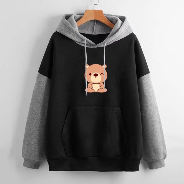 ICHUANYI Clearance Women's New Fall And Winter Color Blocking Long-sleeved Hooded Loose Large Size Casual Sweater Women ICHUANYI "ICHUANYI"