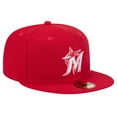 thumbnail image 3 of Men's New Era Red Miami Marlins White Logo 59FIFTY Fitted Hat, 3 of 6