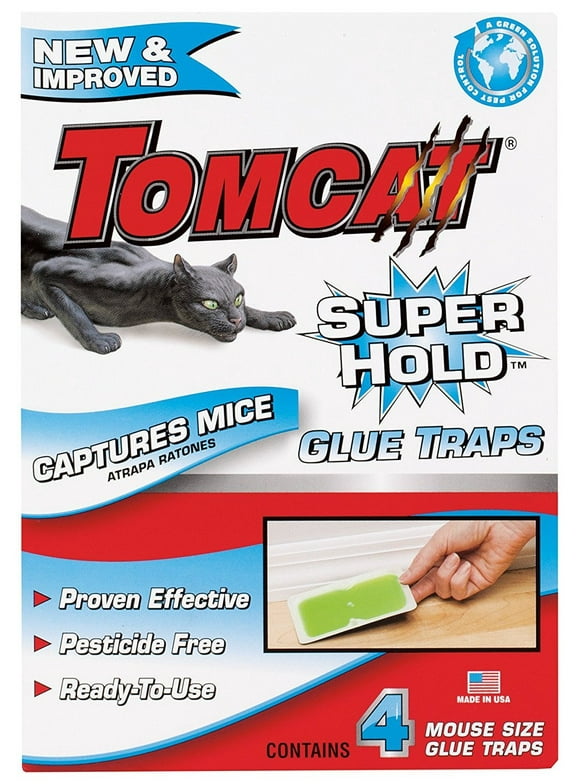 Tomcat Super Hold Glue Traps Mouse Size, Ready-To-Use, 4 Traps