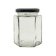 thumbnail image 1 of Paquete de 12 Frascos de Vidrio Hexagonal 250ml con Tapa Twist-Off | Ideal para Mermeladas, Conservas y Dulceros | Grado Alimenticio | Tapa Negra, 1 of 6