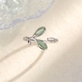 thumbnail image 3 of Platinum-Plated Copper Leaf Cat's Eye Ring - 11x11MM Leaf Design, Adjustable Open Band with 16MM Diameter, Single Piece Packing, 3 of 4