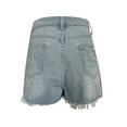 thumbnail image 5 of Generic Women's High Rise Denim Shorts Summer Ripped Distressed Button Down Frayed Fashion Washed Jeans Shorts, 5 of 7