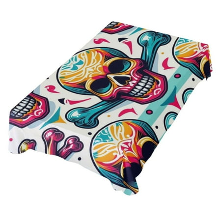 

JSTEL Skull Bone Polka Dots Table Cloth Square 60 x 60 Inch Tablecloth Anti Wrinkle Table Cover for Dining Kitchen Parties