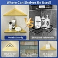 thumbnail image 4 of Corner Shower Shelves 10", Brushed Gold 304 Stainless Steel Recessed Bathroom Shelf, Grout in Shelf Rack for Tiled Wall, 2 Pack, No Drilling Needed, 4 of 13