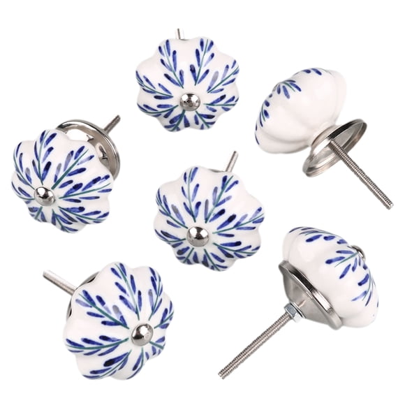 Unique Bargains 6 Pcs Ceramic Knobs Drawer Pulls Cupboard Handles Vintage Pachira Macrocarpa