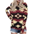 thumbnail image 3 of TaTaai Ladies Casual Hoodie Long Sleeve Vintage Floral Print Loose Fit Pullover Hooded Sweatshirt Retro Style Daily Top Gift, 3 of 5