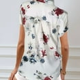 thumbnail image 5 of Women's Short Sleeve Floral V Neck Tops, KZKR Casual Tunic Blouse Loose Shirt Button Up Henley Shirt, 5 of 6
