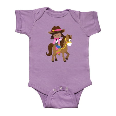 

Inktastic African American Girl Cowboy Girl Brown Horse Gift Baby Girl Bodysuit