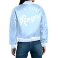 thumbnail image 2 of Women's Starter Blue New York Rangers Fashion Script Satin Full-Snap Varsity Jacket, 2 of 3