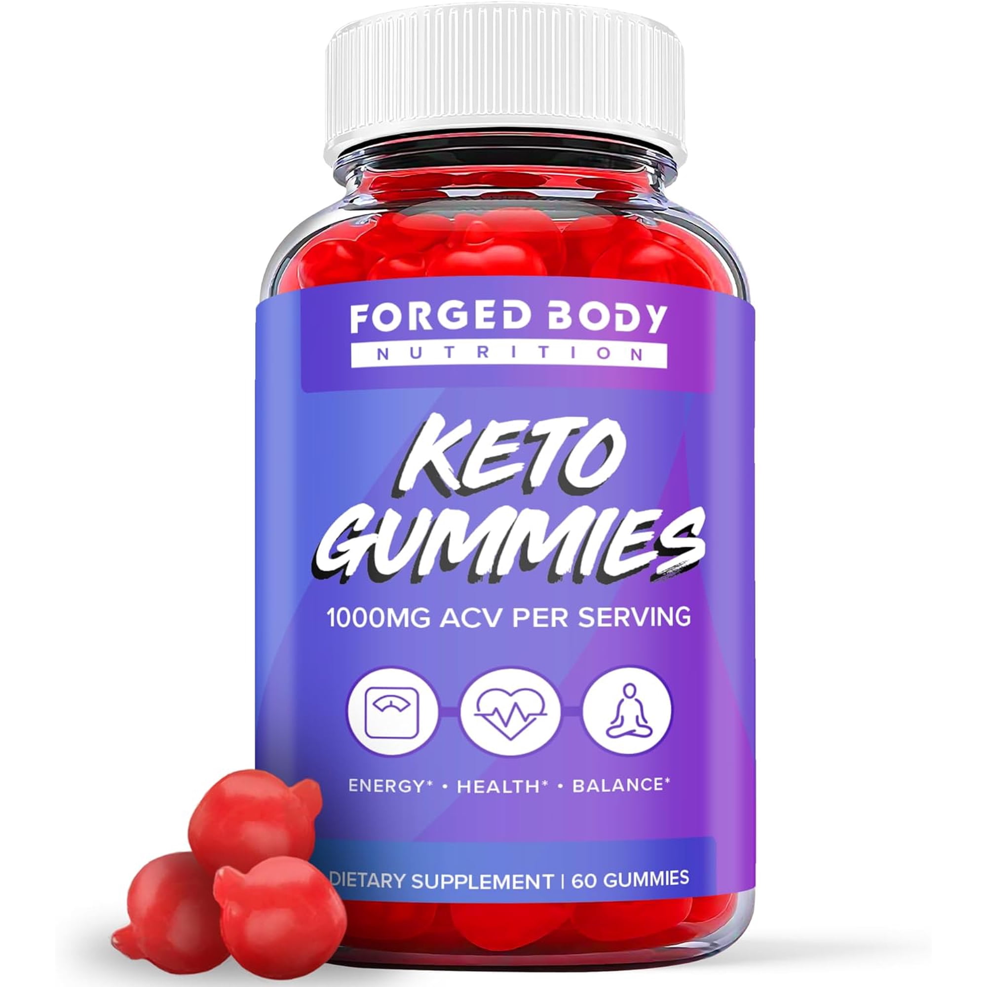 (1 Pack) Forged Body Keto ACV Gummies - Apple Cider Vinegar Supplement for Weight Loss - Energy & Focus Boosting Dietary Supplements for Weight Management & Metabolism - Fat Burn - 60 Gummies