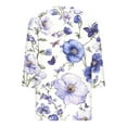 thumbnail image 2 of Felirenzacia White Ladies Blouse, V-Neck Tunic, Three-Quarter Sleeve Top, Floral and Butterfly Print for Spring, 2 of 5